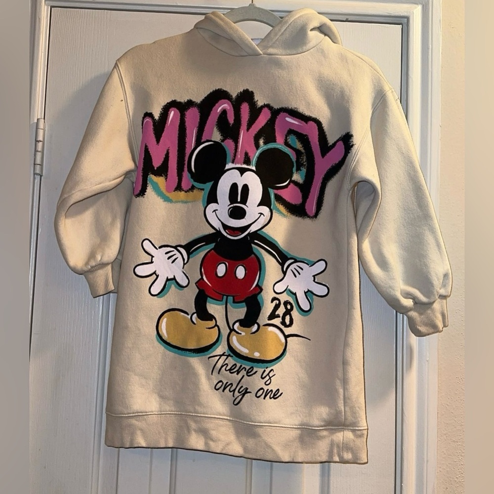 Zara X Disney Mickey Mouse Girls Cream Hoodie
